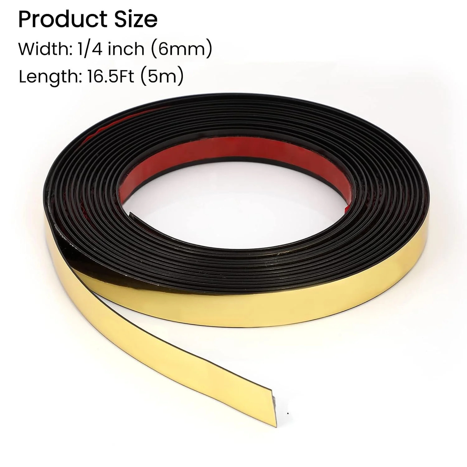 Trimold 16.4Ft Shiny Gold Peel and Stick Molding Trim, Flexible Mirror Wall Ceil