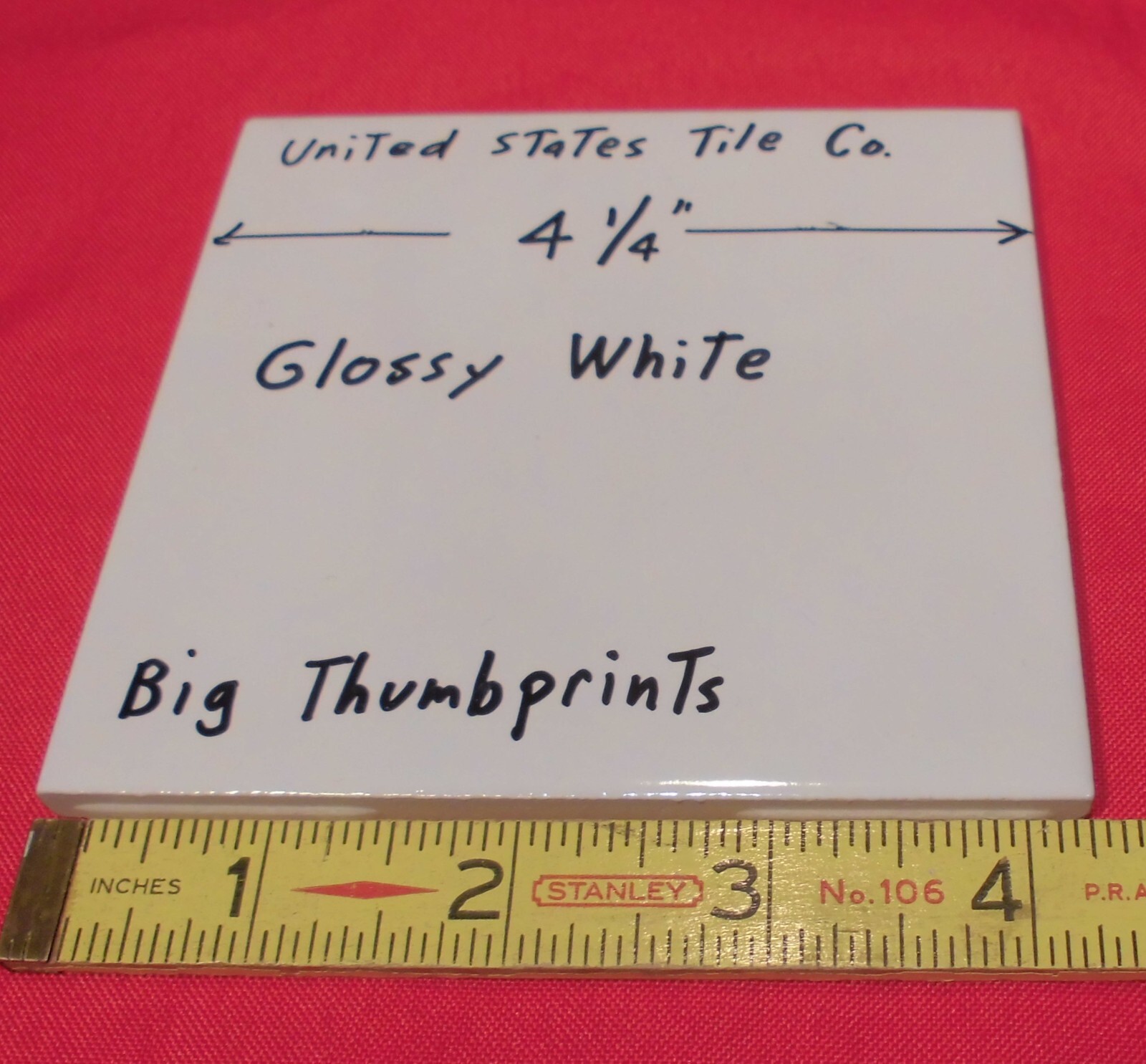 1 pc. Gloss Ceramic Tile *Bumpy Bright White* 4-1/4″ United States Tile Co. NEW