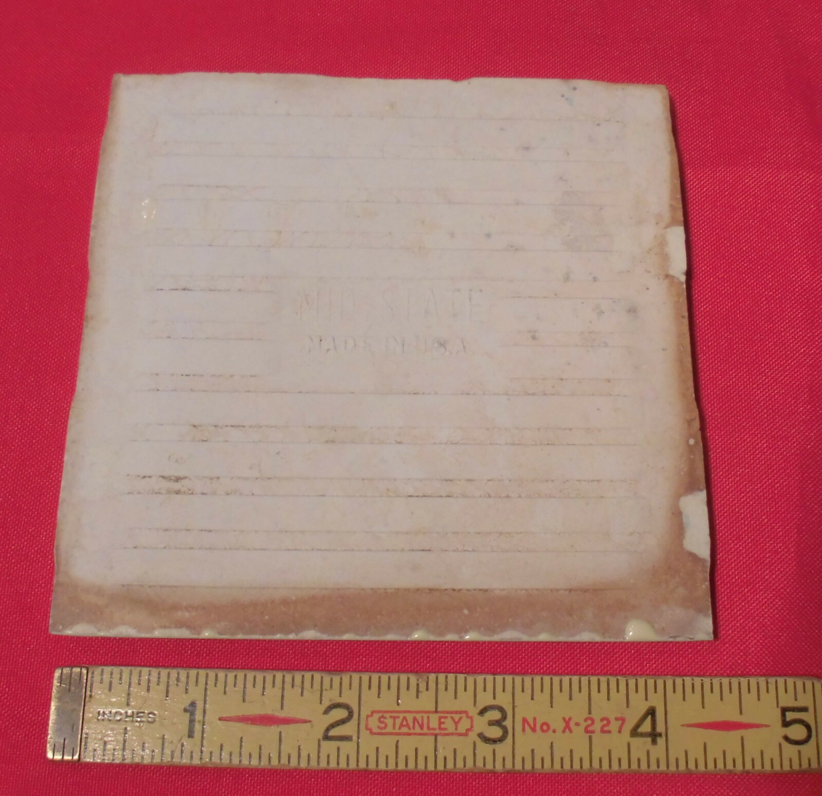 1 pc. Autumn Yellow; Bullnose Surface Ceramic Tile 4-3/8″ by Mid-State Co. NOS