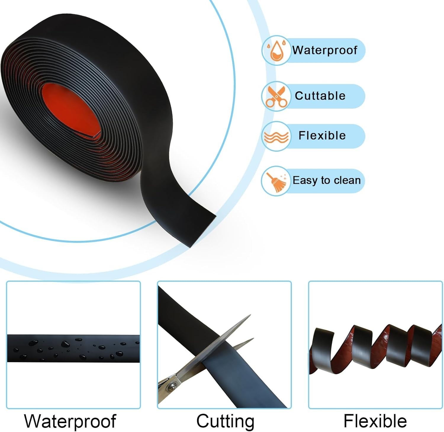 Elegant Floor Transition Strip in Black – Self-Adhesive for Seamless Interiors