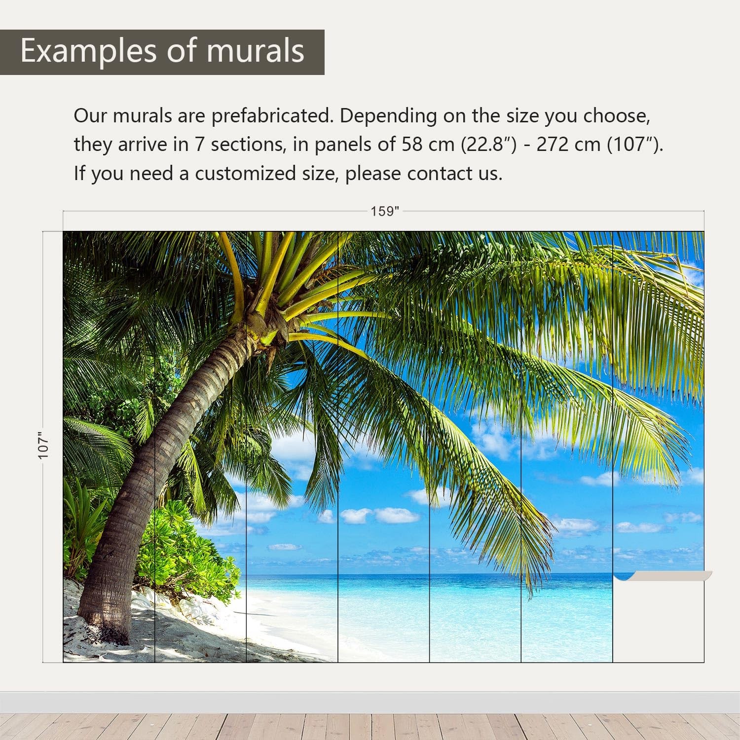 AFZEVEBBeach Wall Mural Tropical Palm Tree Landscape Wallpaper for Bedroom 15…