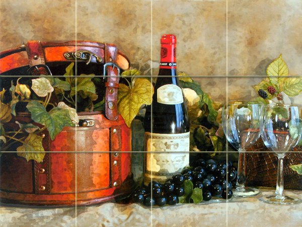 Art Wine Glass Grape Mural Ceramic Backsplash Tile #169