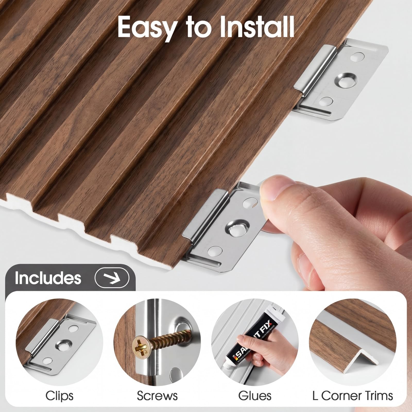WPC Acoustic Slat Wall Panels 16-Pack 47.2” x 6”, Accent 3D Wall Panel for …