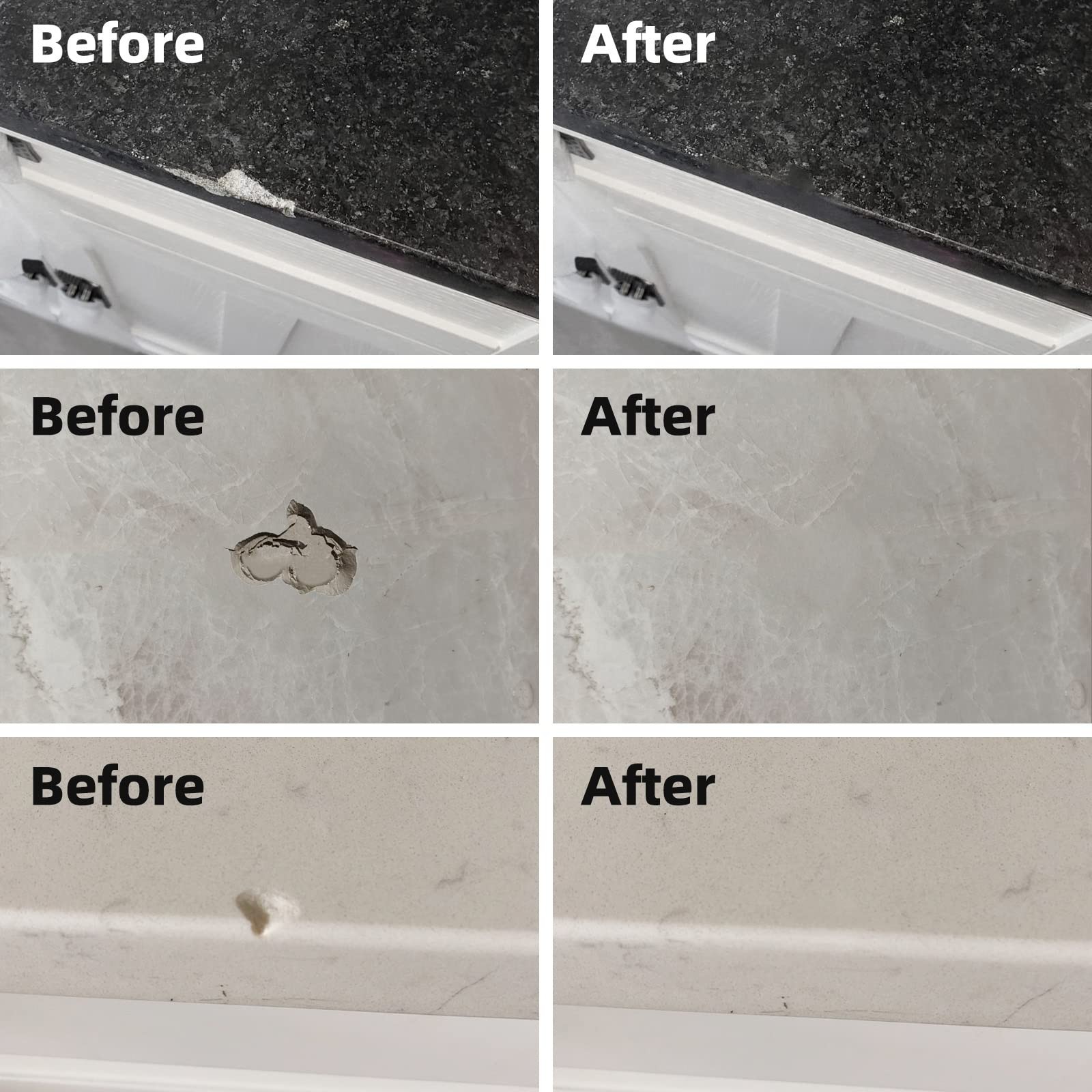 Globalcom Tile and Granite/Marble Repair Kit, Porcelain Stone and Quartz Coun…
