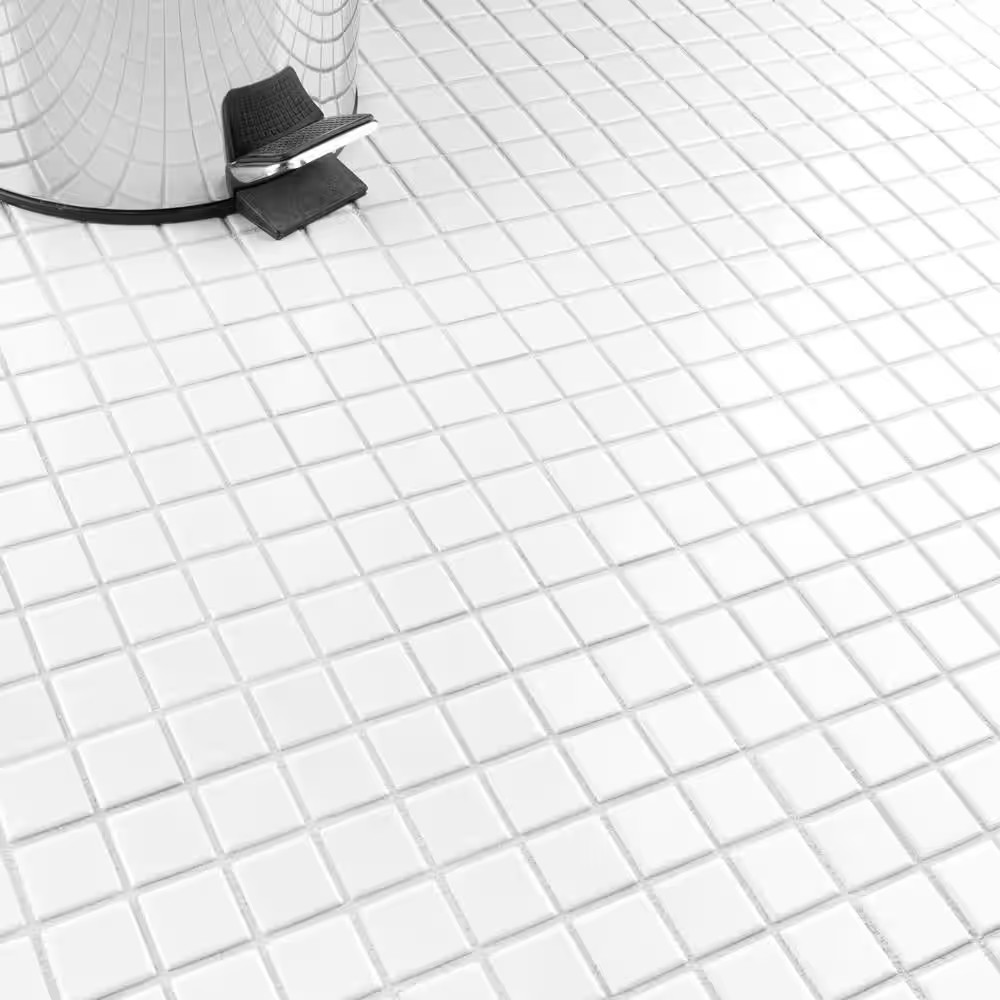 Metro 1 In. Square Matte White 10-3/4 In. X 11-3/4 In. Porcelain Mosaic Tile (9.