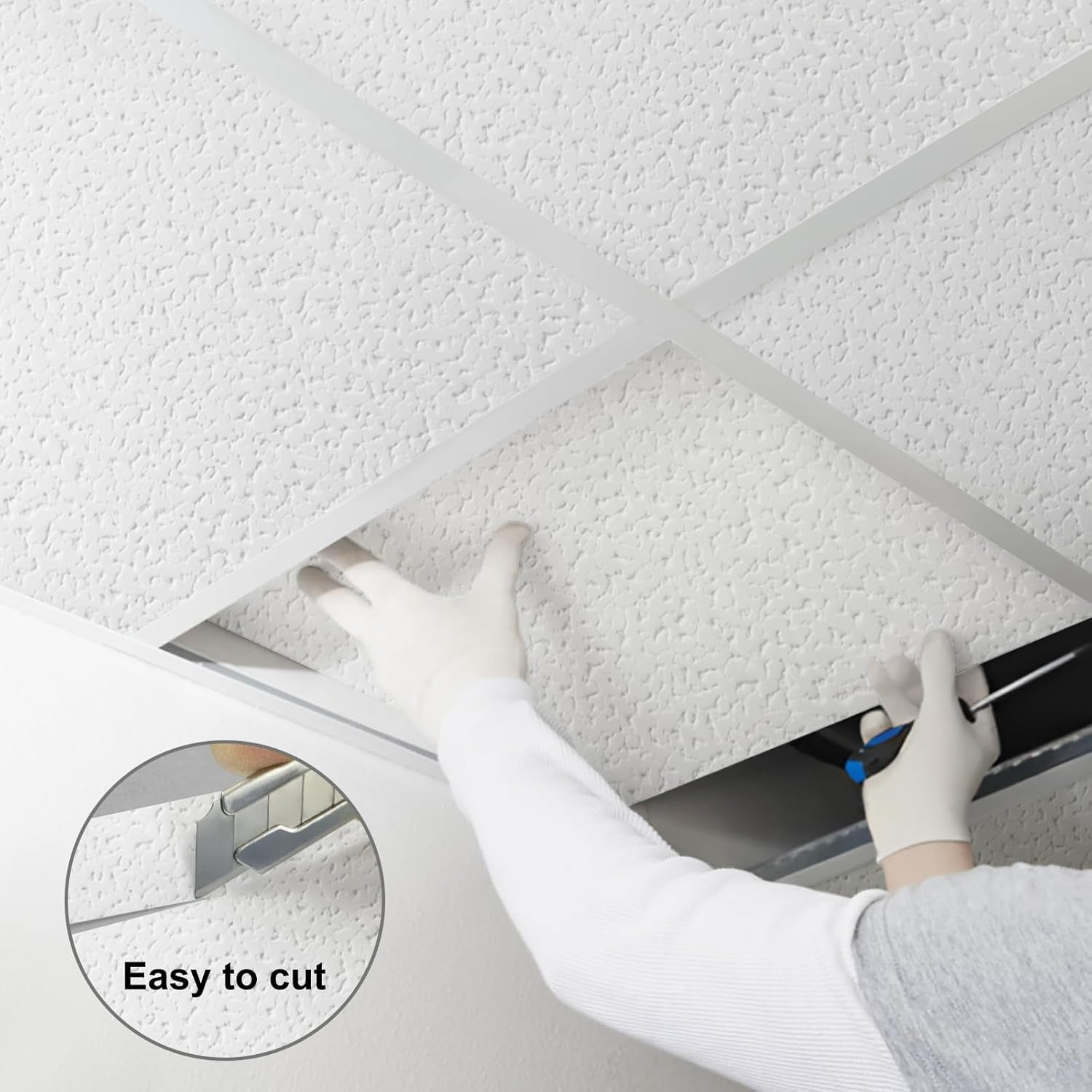 Waterproof 2×4 Drop Ceiling Tiles – 12 Pack, Fire-Rated & Washable PVC