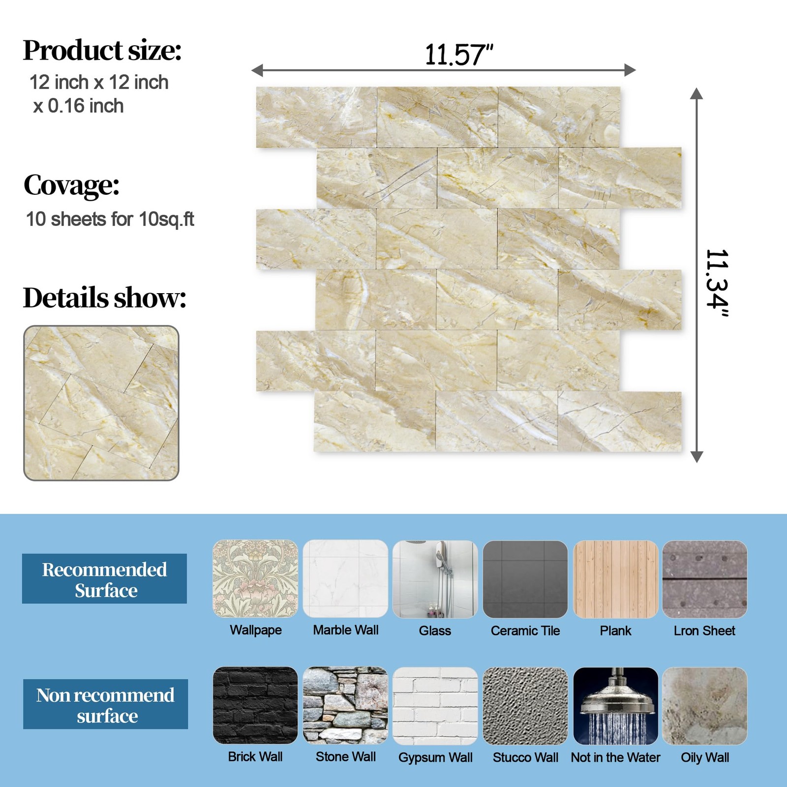 2026 New Upgrade Peel and Stick Backsplash Tile, Peel and Stick 11.34″ X 11.5…