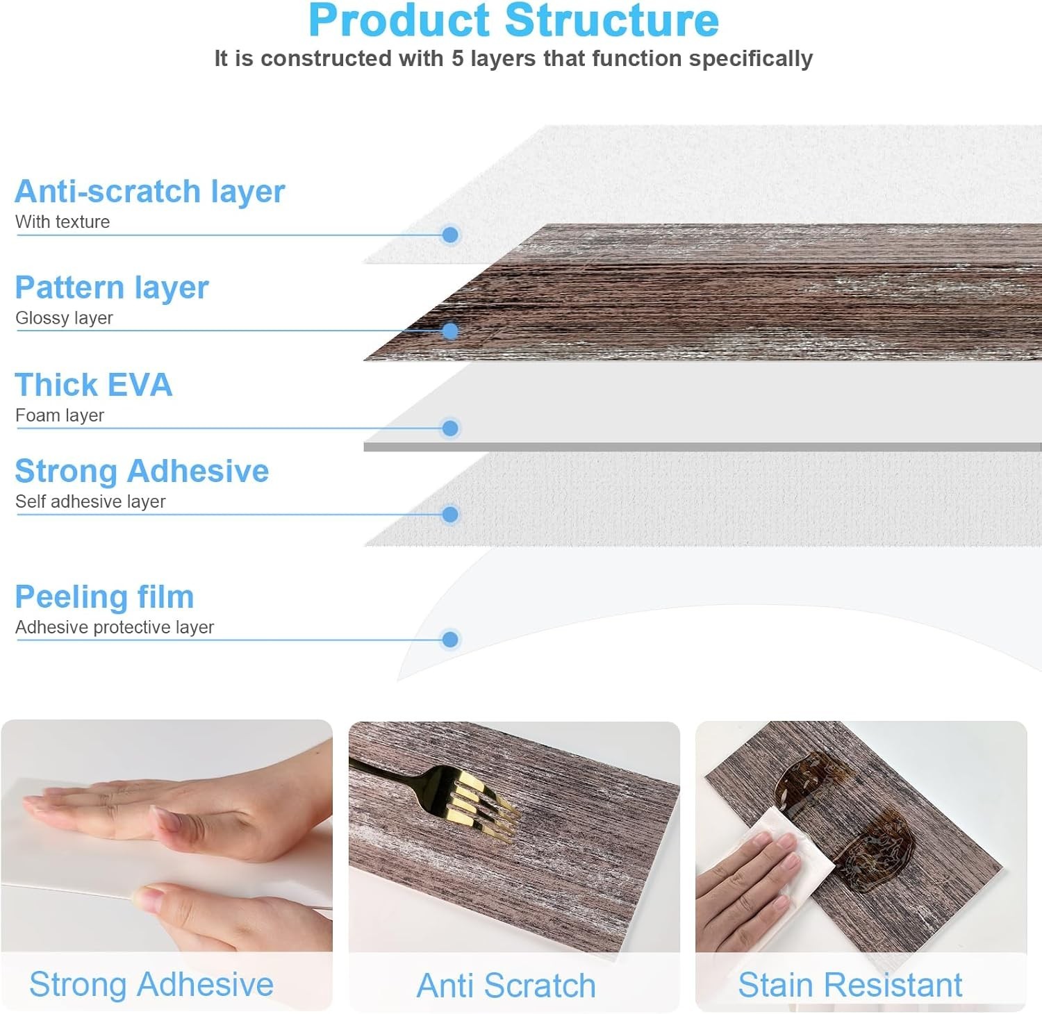 Peel and Stick Backsplash Wall Tile 32-Pack 4×8 Inch PVC Distressed Wood
