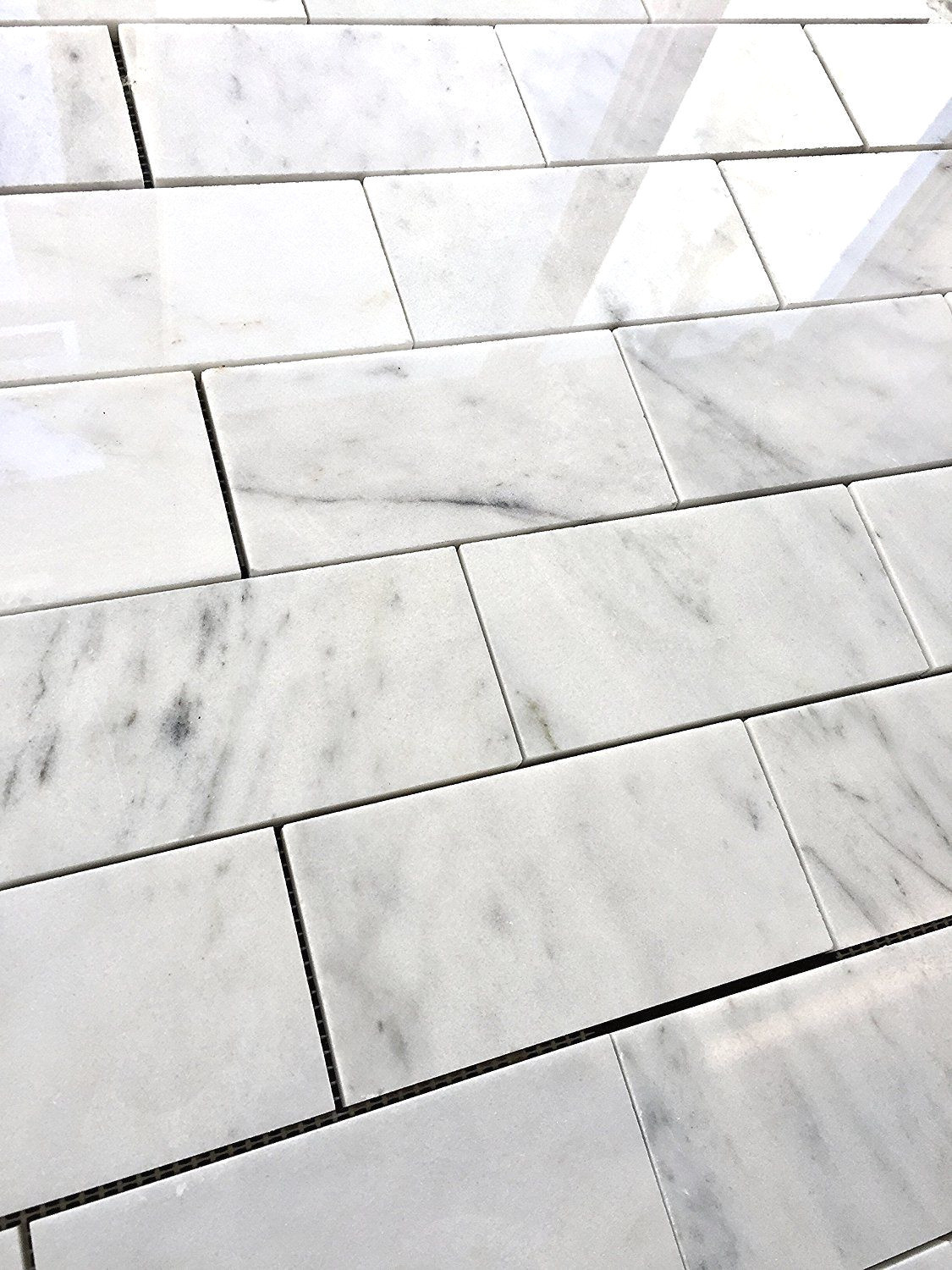 White Carrara 3×6 Polished Marble Tile Backsplash Wall Floor Kitchen Bath