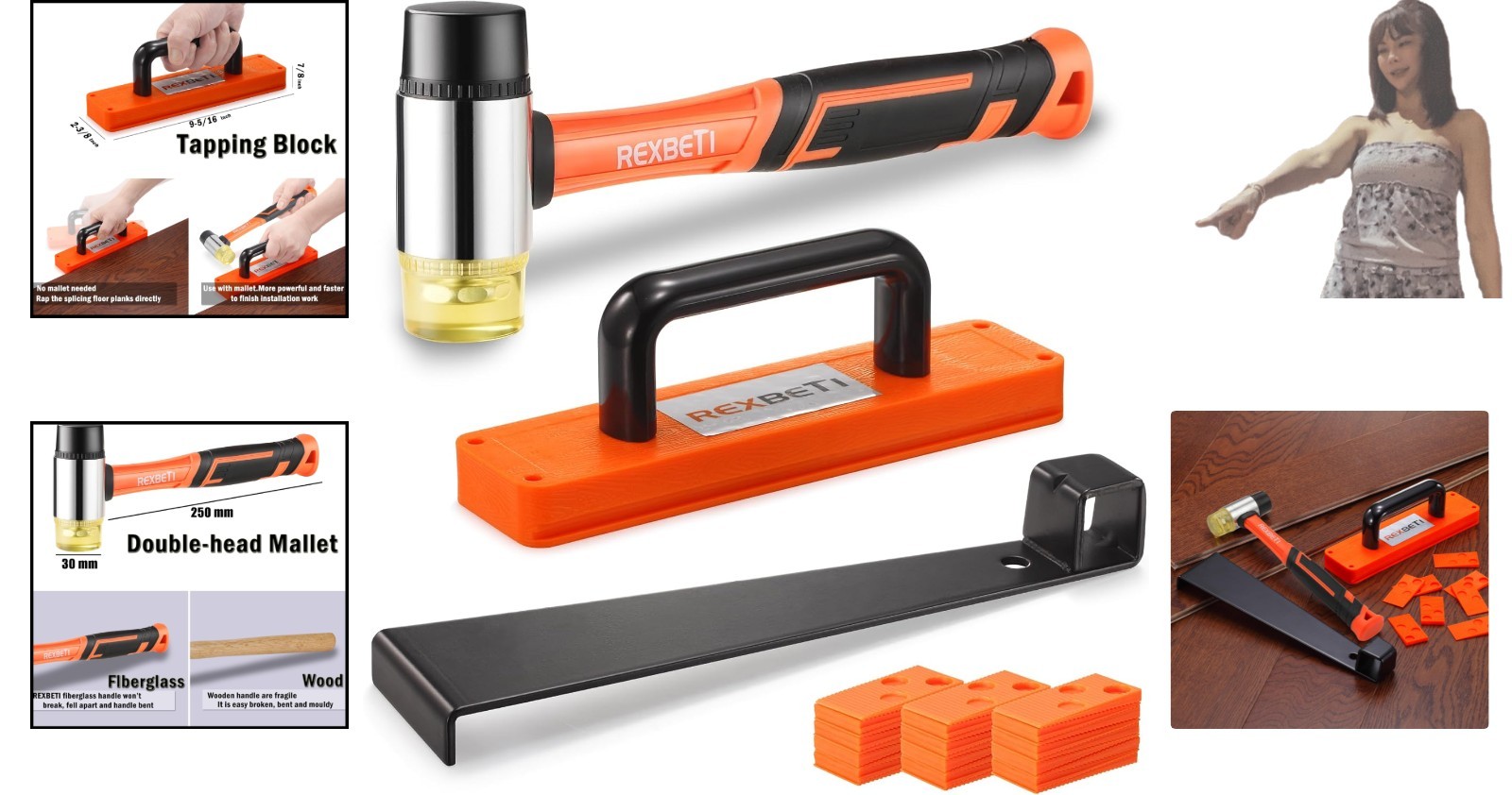 43-Piece Laminate Floor Installation Kit: High-Strength Mallet & Easy Grip Tools