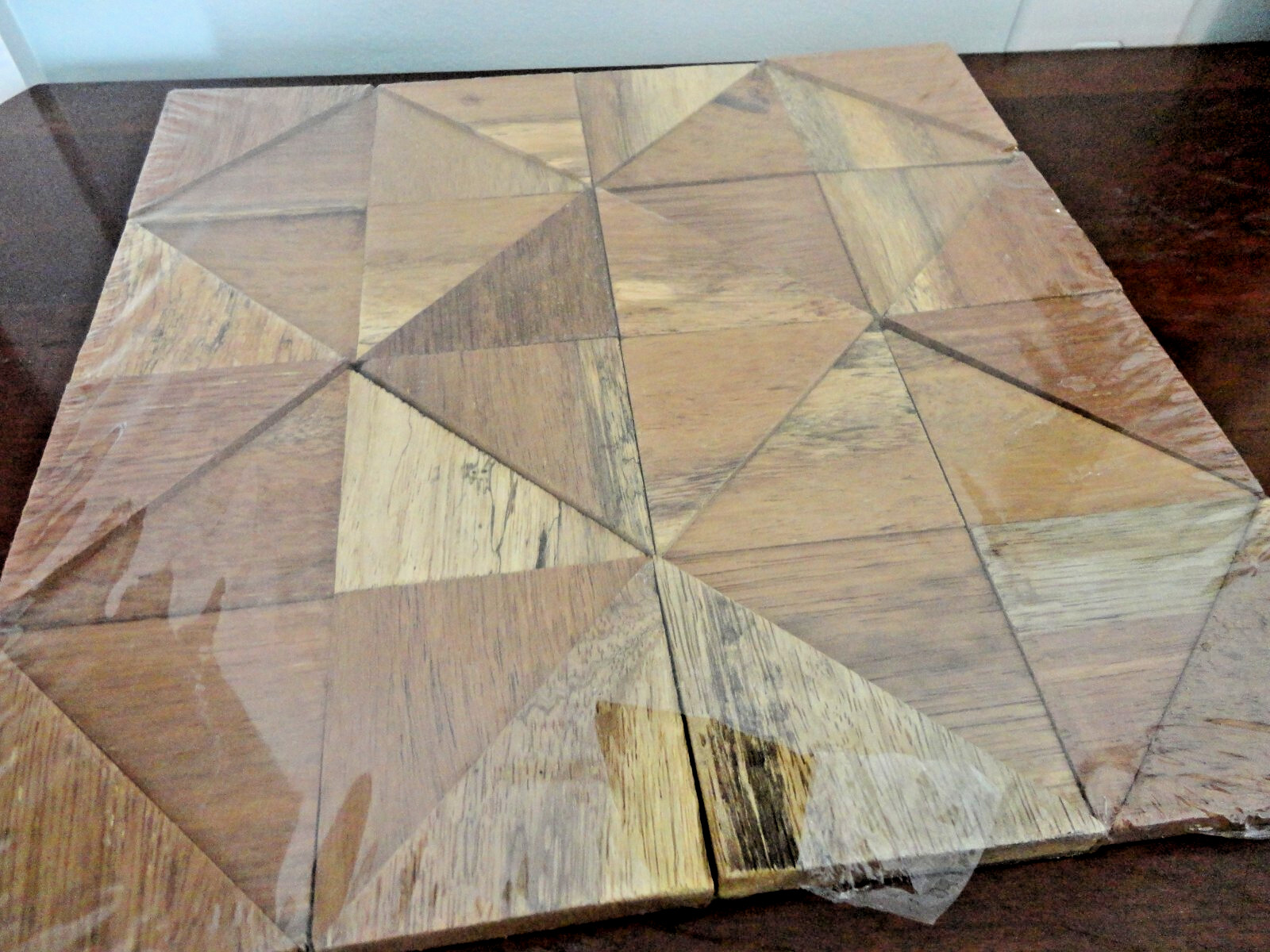 NATURAL FINISH AUTHENTIC BOAT WOOD MOSAIC WALL TILE 11 7/8″W x 11 7/8″H x 1/2″P