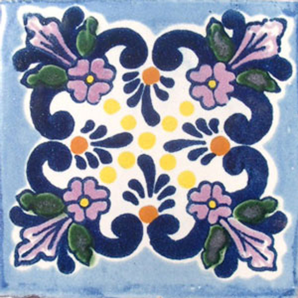 9 MEXICAN TILES WALL OR FLOOR USE TALAVERA MEXICO CERAMIC HANDMADE POTTERY C#008