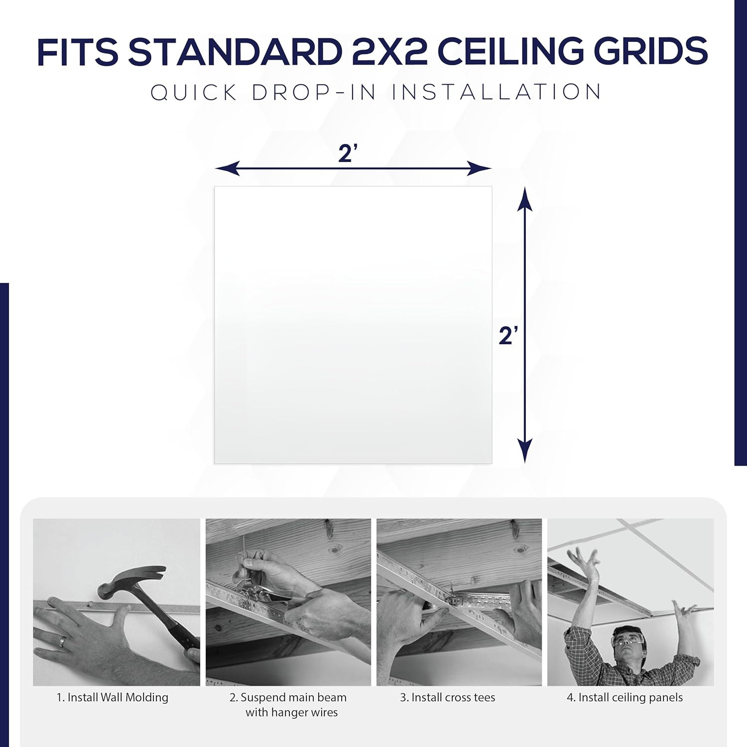 6-Pack 2×2 Ft Aluminum Drop Ceiling Tiles – Reversible Black & White