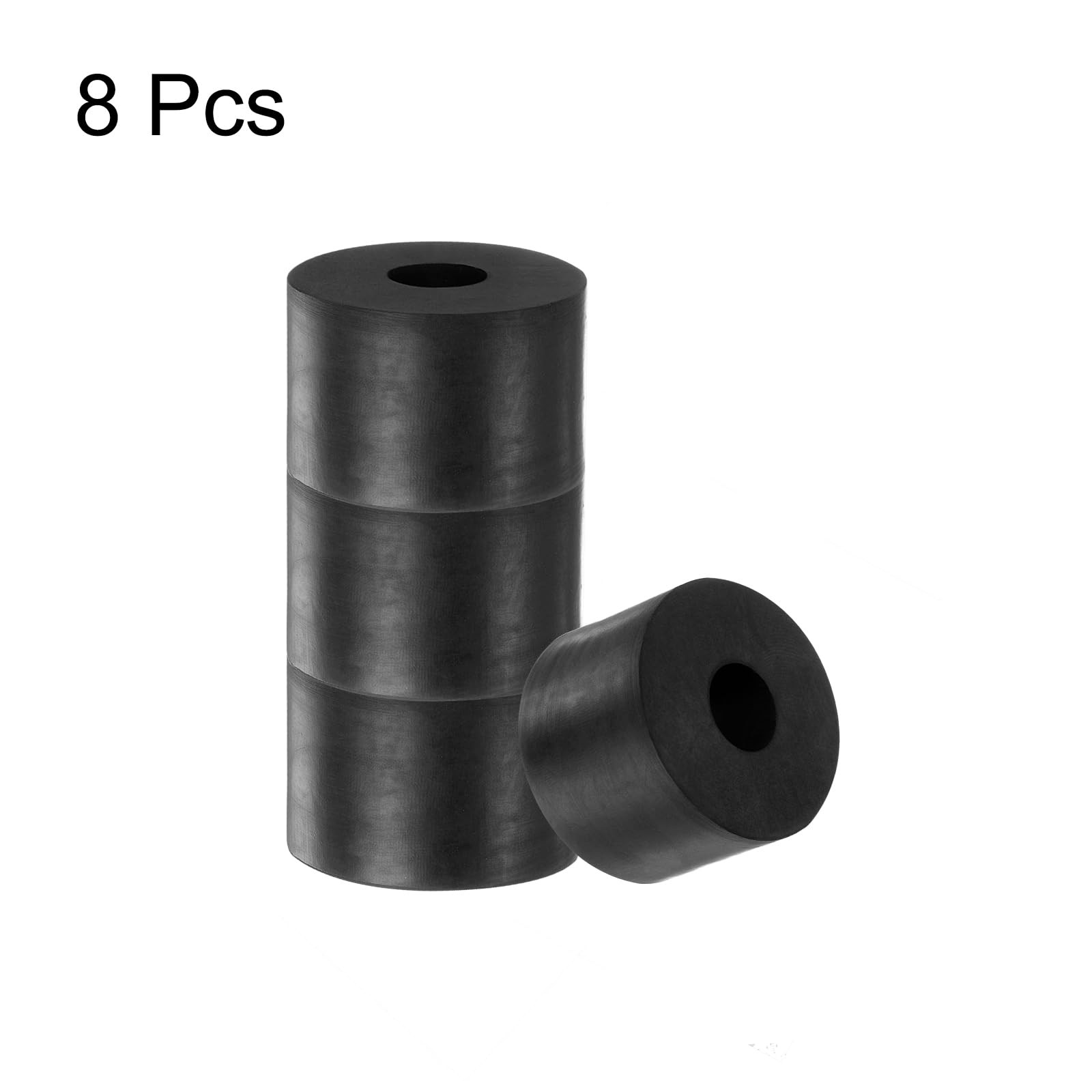 uxcell 8pcs Rubber Spacers 1-1/2″ OD, OD x 1/2″ ID x 1″ Height, Balck