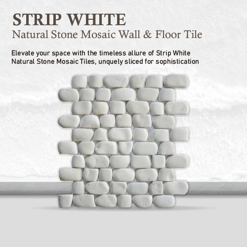 Strip White Natural Stone Mosaic Wall & Floor Tile ($12.71/SqFt)