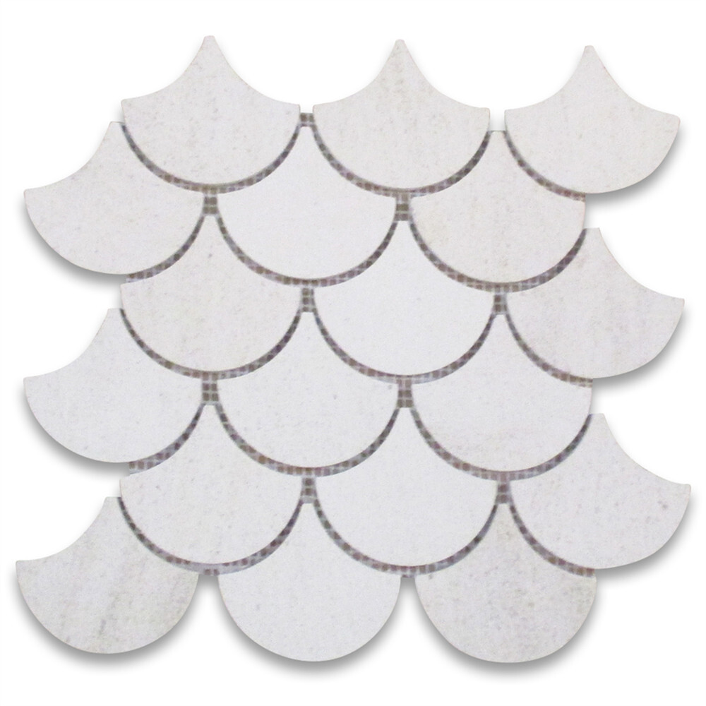 H993XH Golden Beach Moleanos Beige Limestone Fish Scale Fan Mosaic Tile Honed