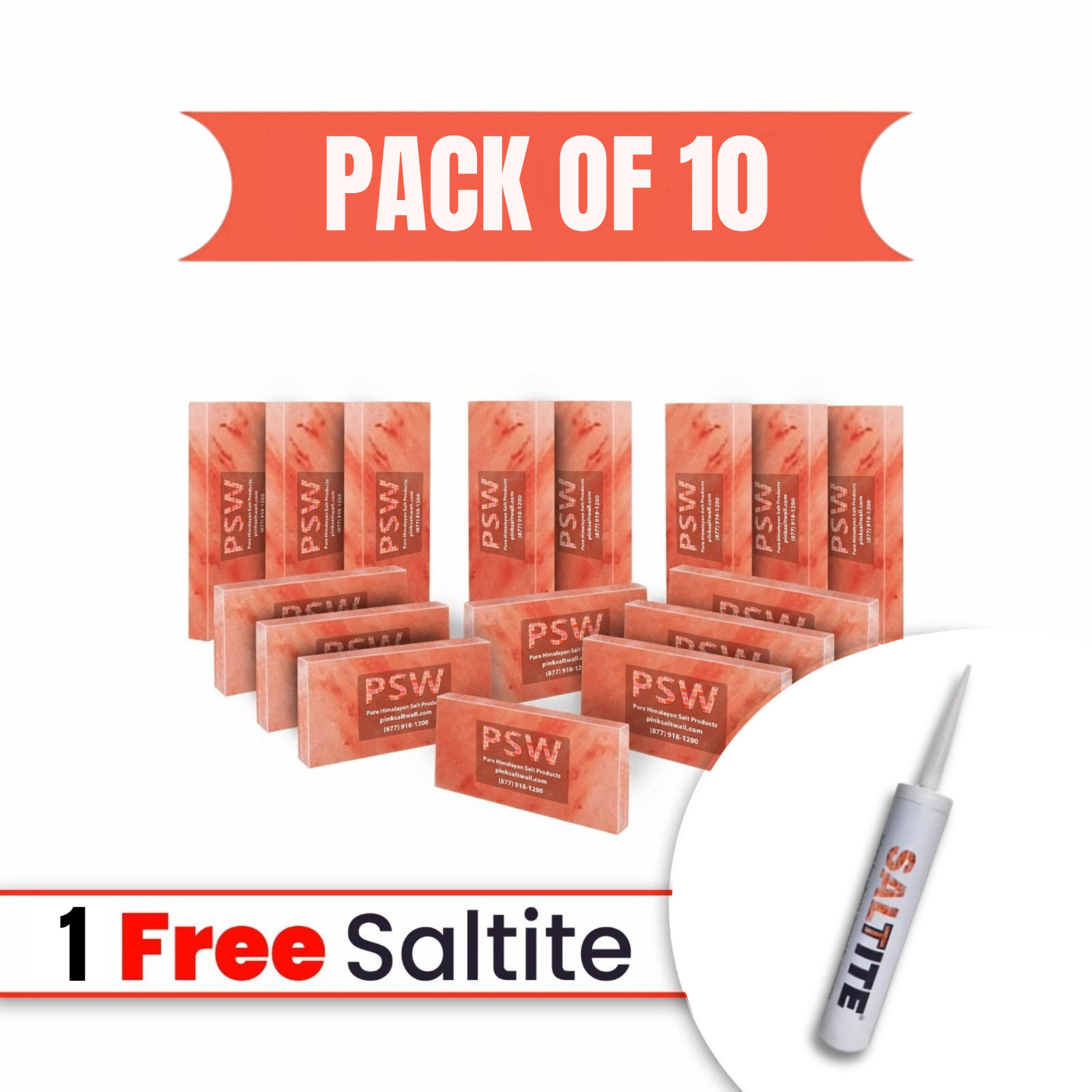 Himalayan Salt Tiles 8x4x1 for Sauna Wall – Pink, Multi-Pack + Free Salt Glue