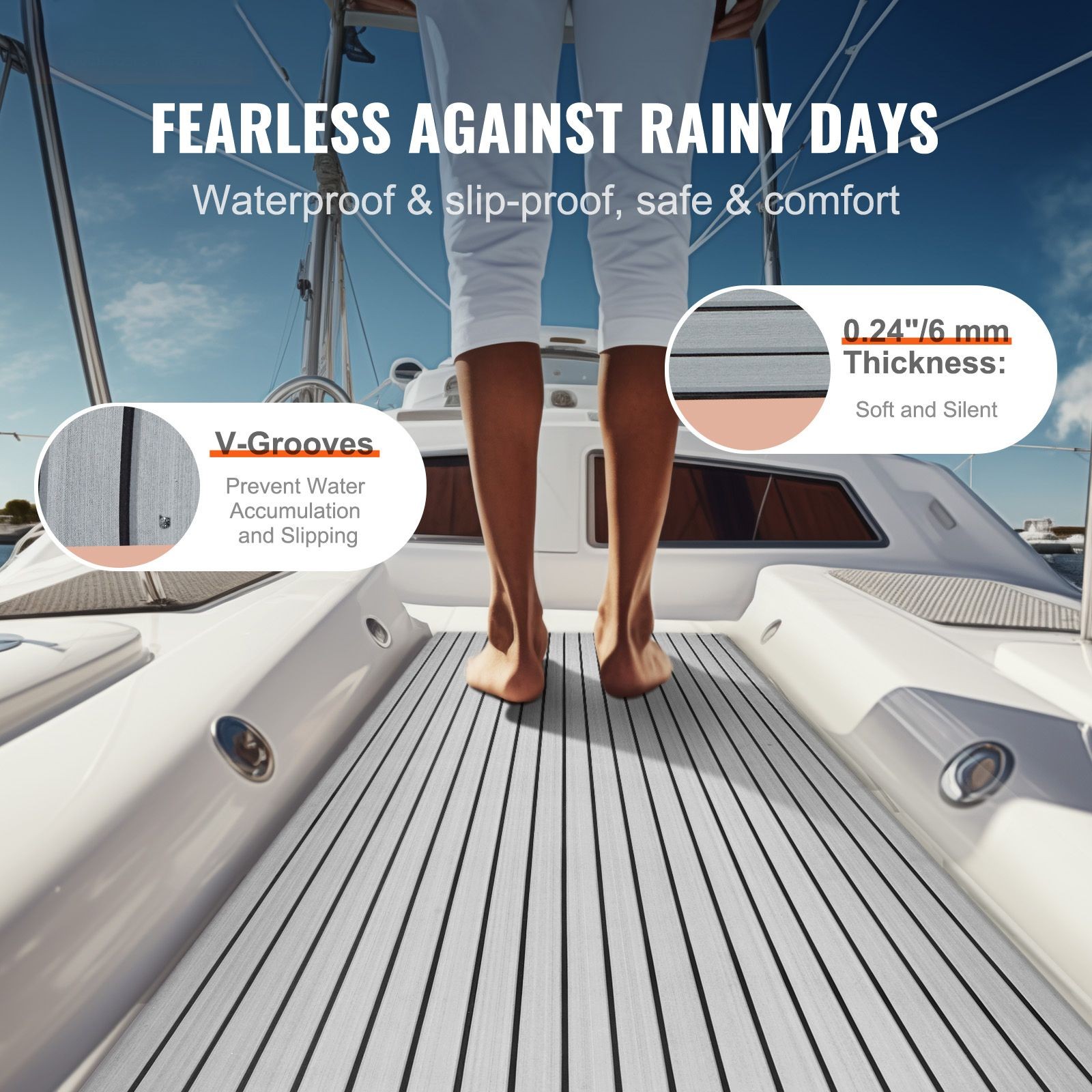 Boat Flooring, EVA Foam Boat Decking 94.5″ x 45.7″, Non – Slip Self – Adhesive