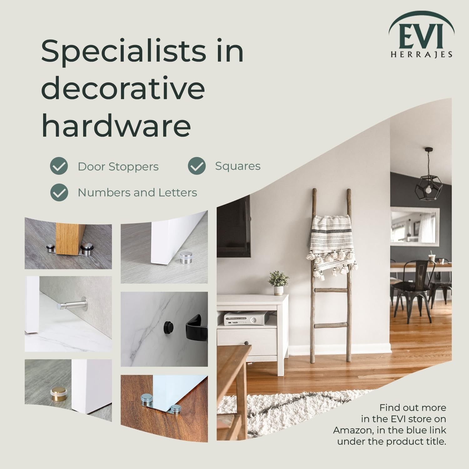 EVI | Pack 2 Doorstops | 20x25mm | Threaded Base | Transparent Rubber | Stain…