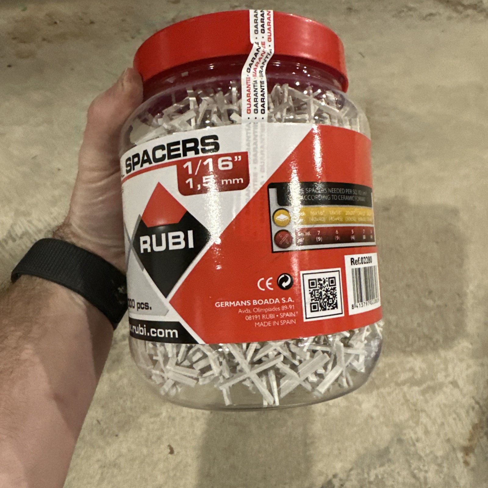 1000 Rubi 1/16” 1.5mm Professional Tile Spacers 02280 White Spain Brand New !