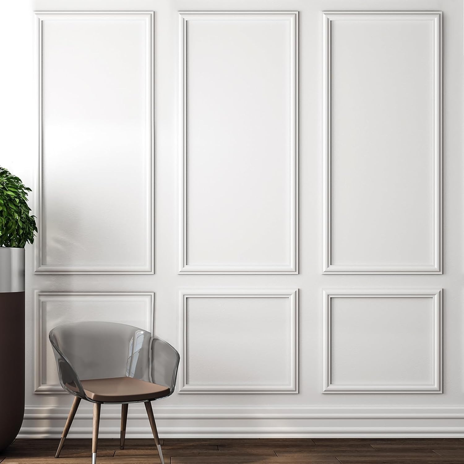 Elegant 3D Peel and Stick Wainscoting Kit – 30 White Accent Molding Pieces
