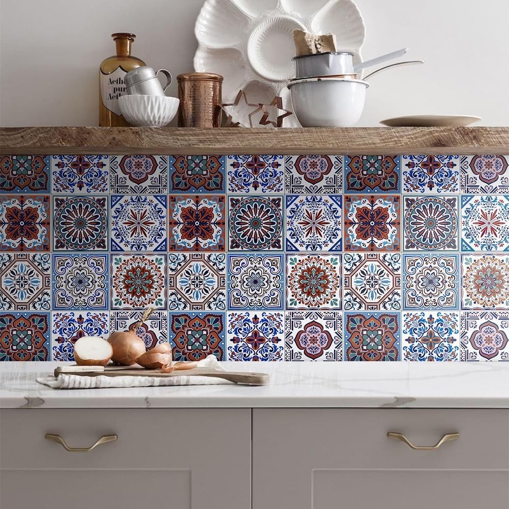 32 Colorful Talavera Peel and Stick Backsplash Tiles – Waterproof & Easy Install