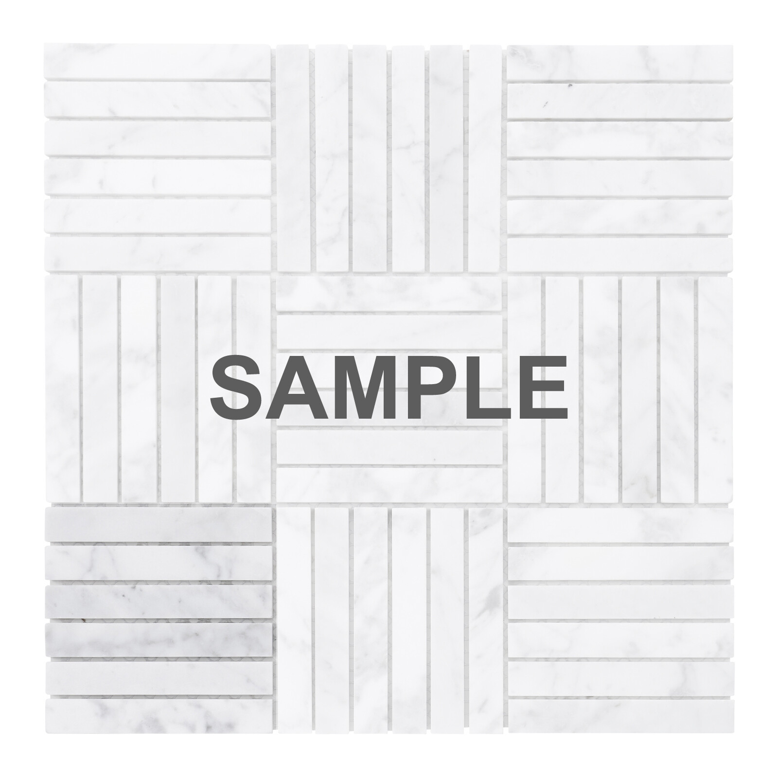 White Calacatta Marble Stone Basketweave Parquet Mosaic Tile Kitchen Backsplash