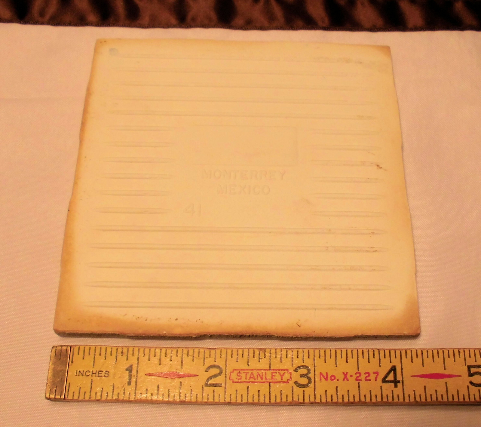 1 pc. Ceramic Tile *Mottled Gray* 4-1/4″ by Monterrey Co. Splatter Gray; NOS