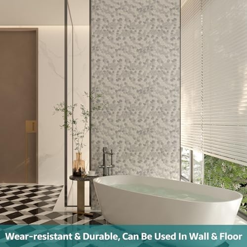 Grey Pebble Mosaic Tile for Shower Floor & Kitchen Backsplash – 5 Sheets