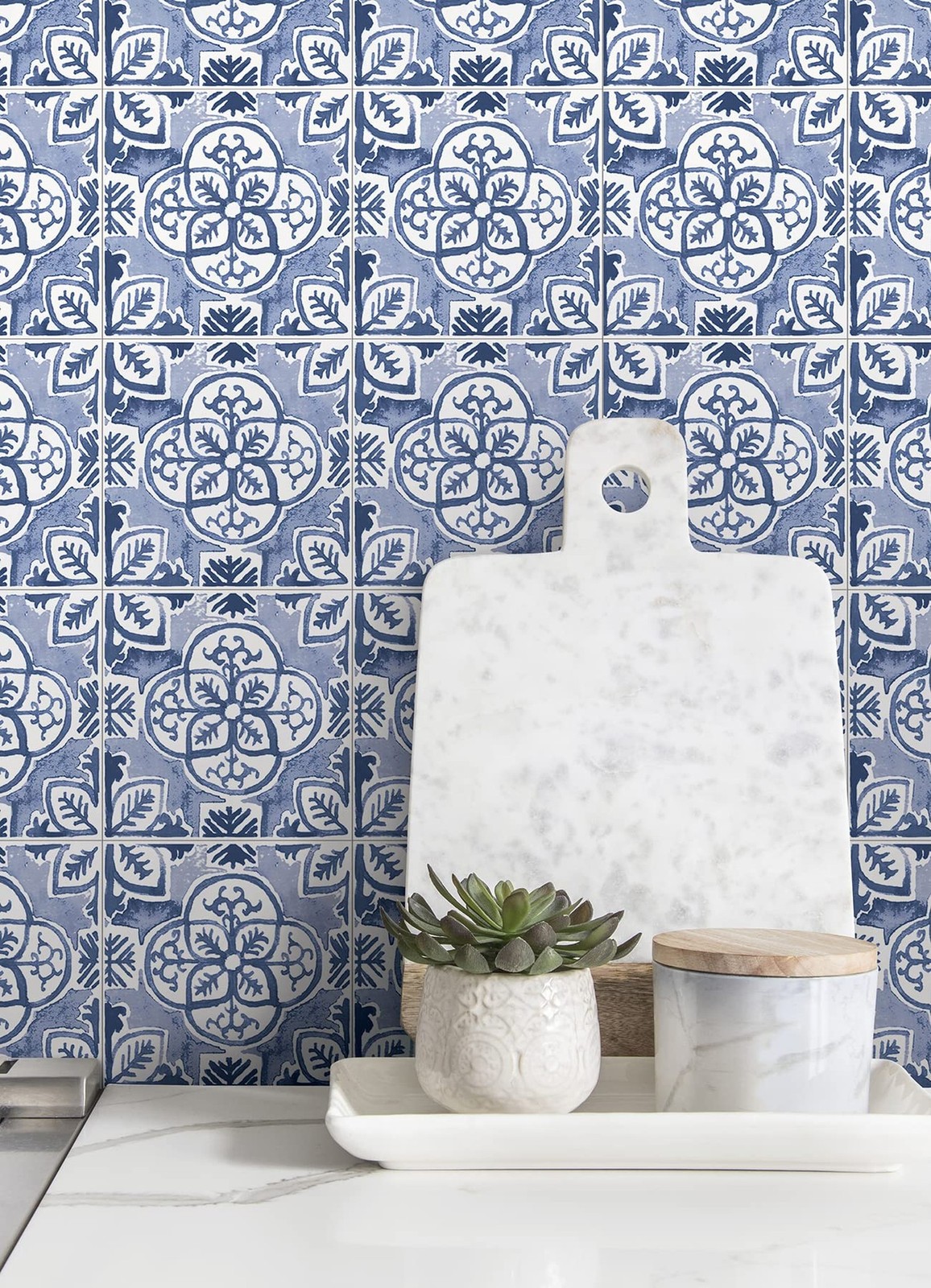 WallPops, Caeli Peel & Stick Wall Tiles, Blue, Peel and Stick Floor Tile, Geo…
