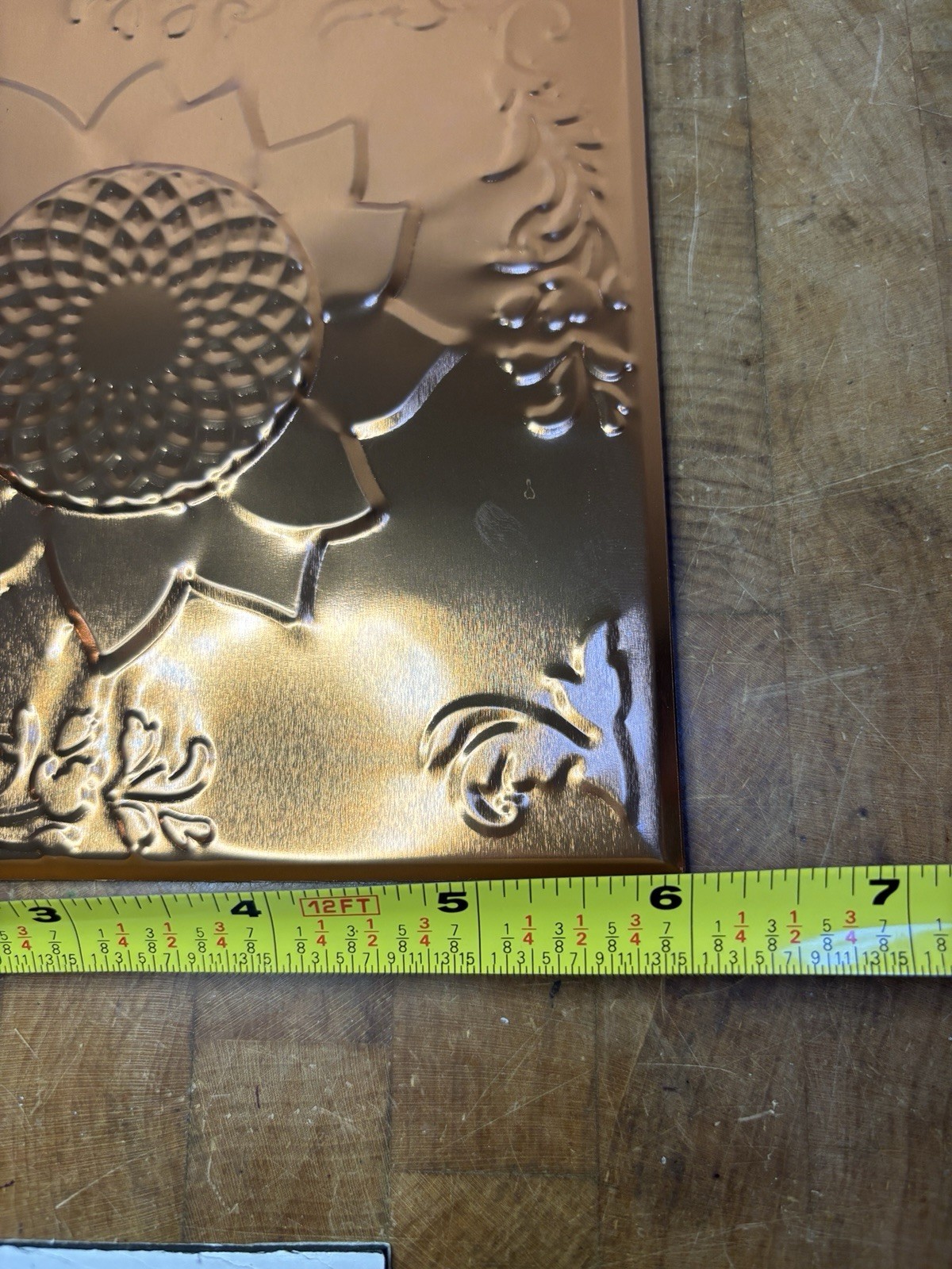 Backsplash Tiles Metallic Copper Embossed Sunflower 6”x6” – 16 Count READ!