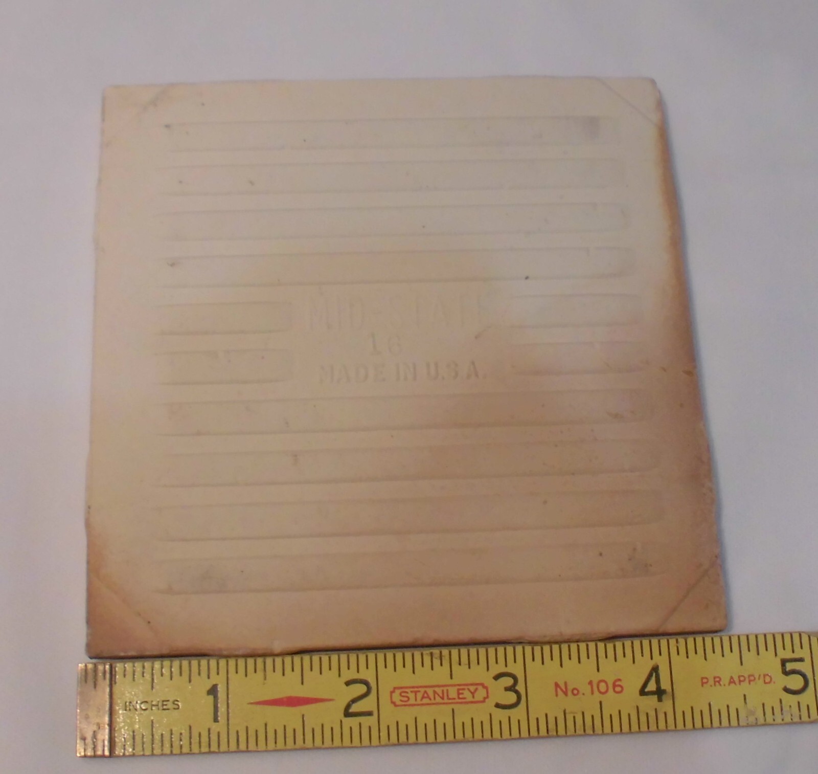 1 pc. Matte Pink Haze #235: Ceramic Tile 4-3/8″ by Mid-State Co. New Old Stock