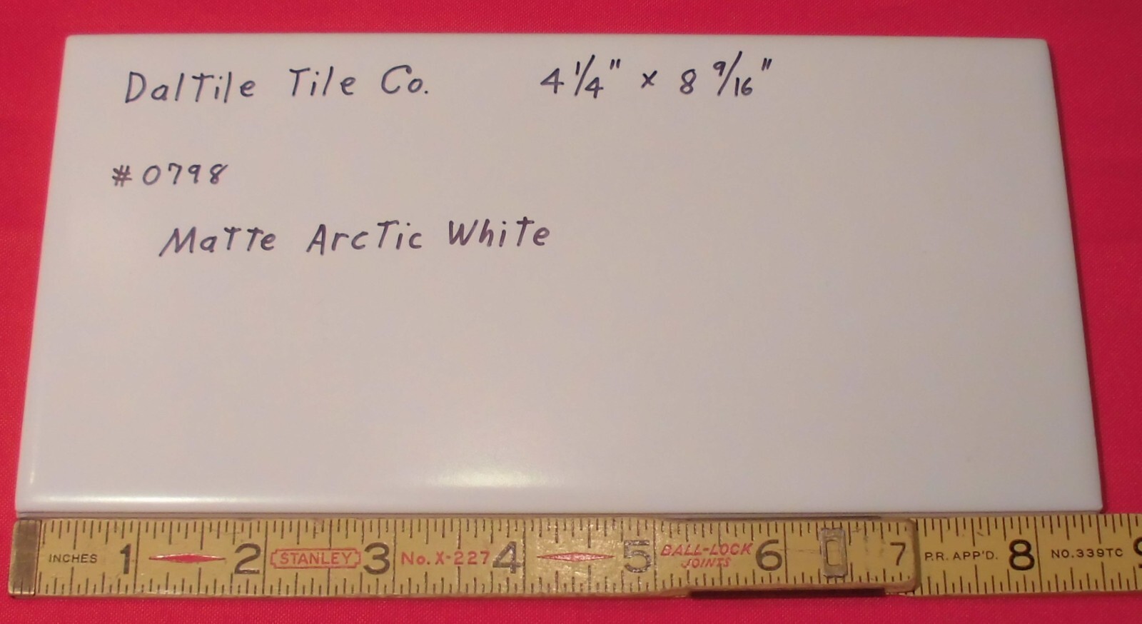 1 pc. Arctic White: 4-1/4″ X 8-9/16″ Matte Ceramic Tile by Daltile #0798, NEW