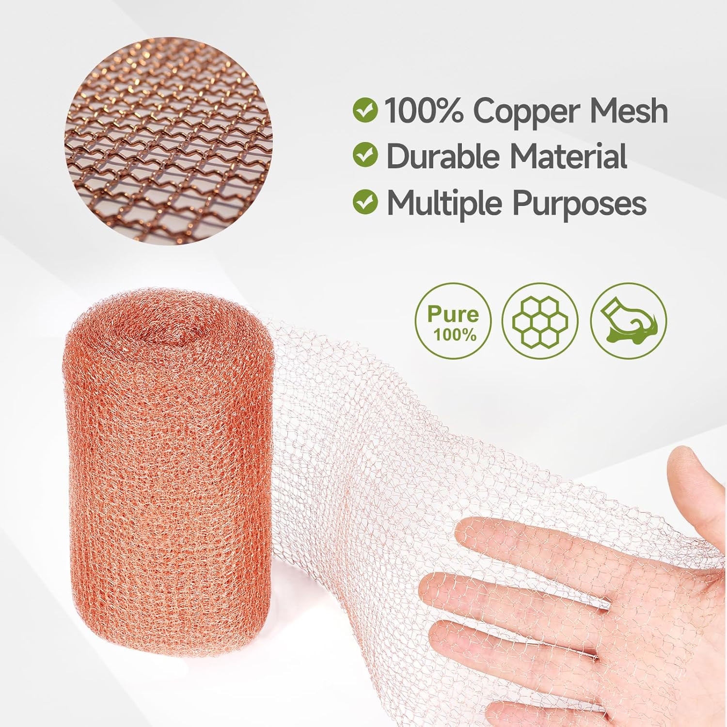 Copper Mesh Rodent Control, 5In X 32Ft Premium Copper Wool Ideal for Hole Blocki