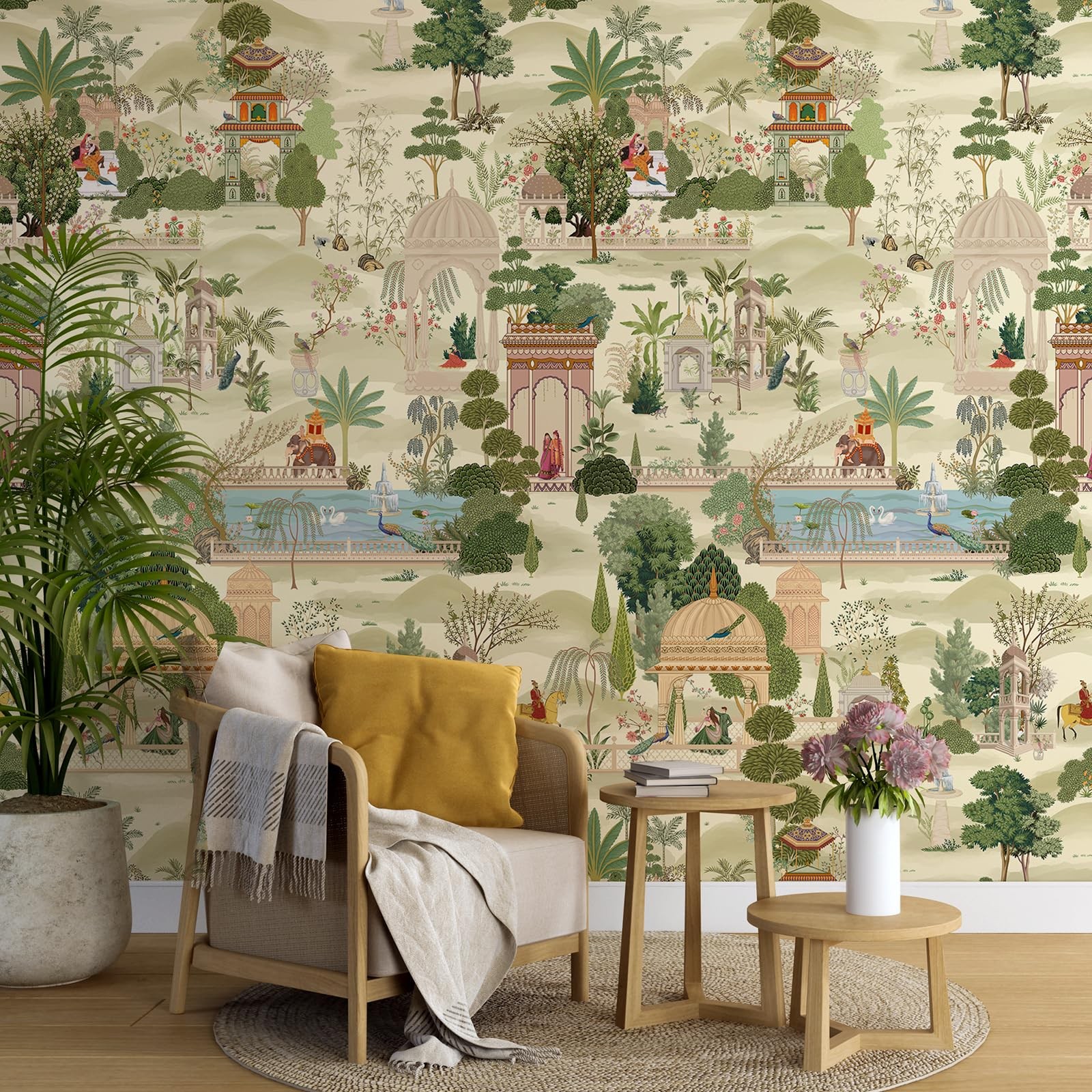 Exotic Tropical Green Wall Murals Peel and Stick 148″ W x 98″ H Botanical Ind…