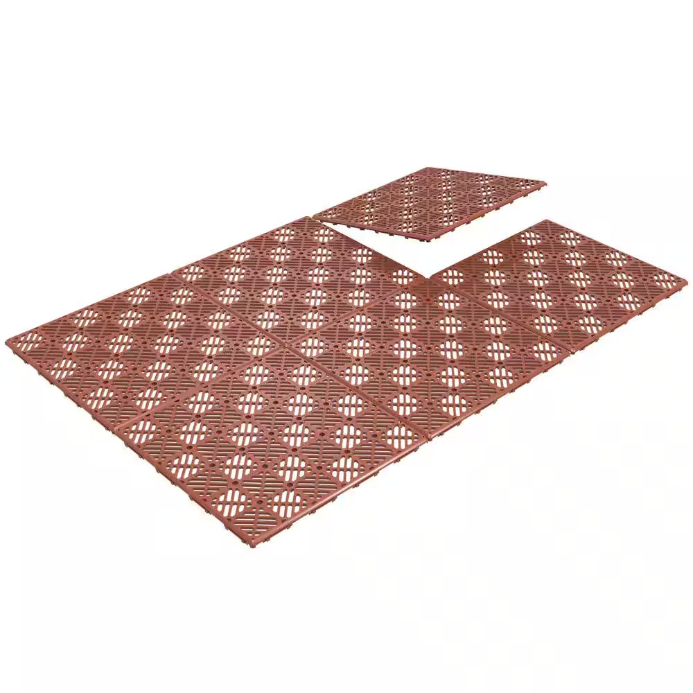 Terracotta 11.5 In. X 11.5 In. X 0.5 In. Polypropylene Flooring Tiles (12-Per Ca