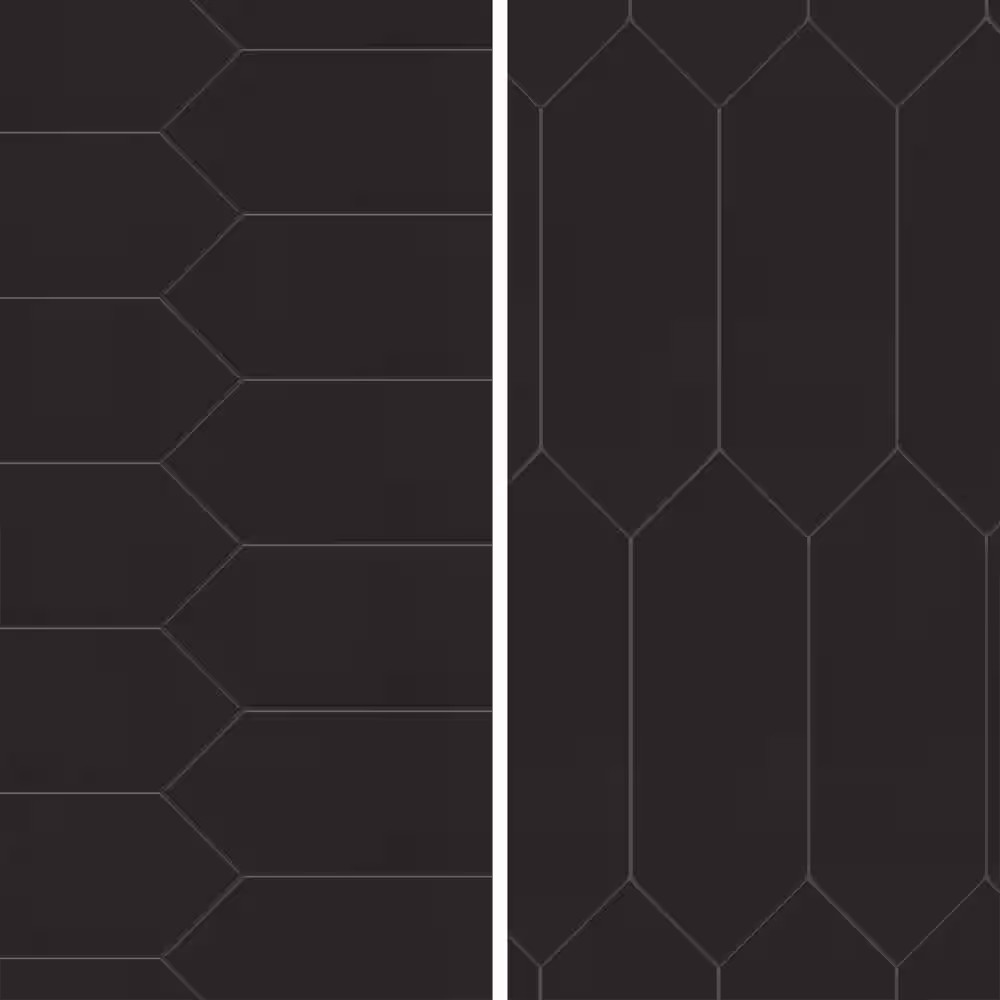Kite Black 3-7/8 In. X 11-3/4 In. Porcelain Floor and Wall Tile (11.2 Sq. Ft./Ca