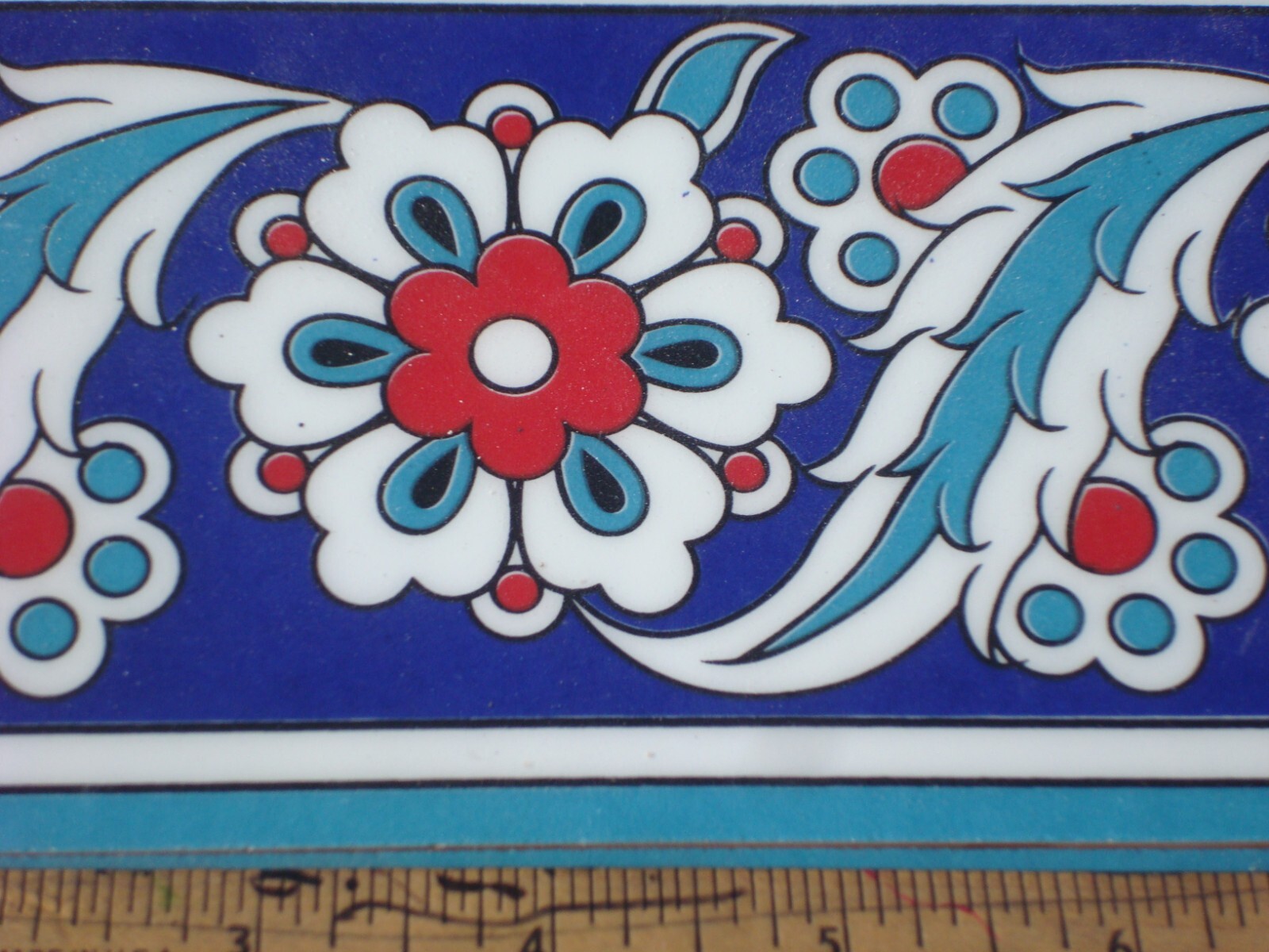 FLOWER BORDER TILES ACCENT TRIM TILES LOT OF 6 – 3.75″ x 7.75″
