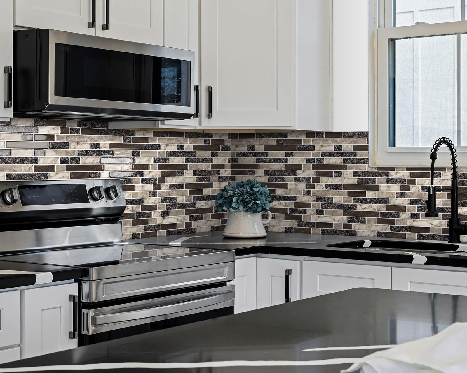 Peel and Stick Backsplash 3D Self Adhesive Wall Tile Brown 10 Sheet