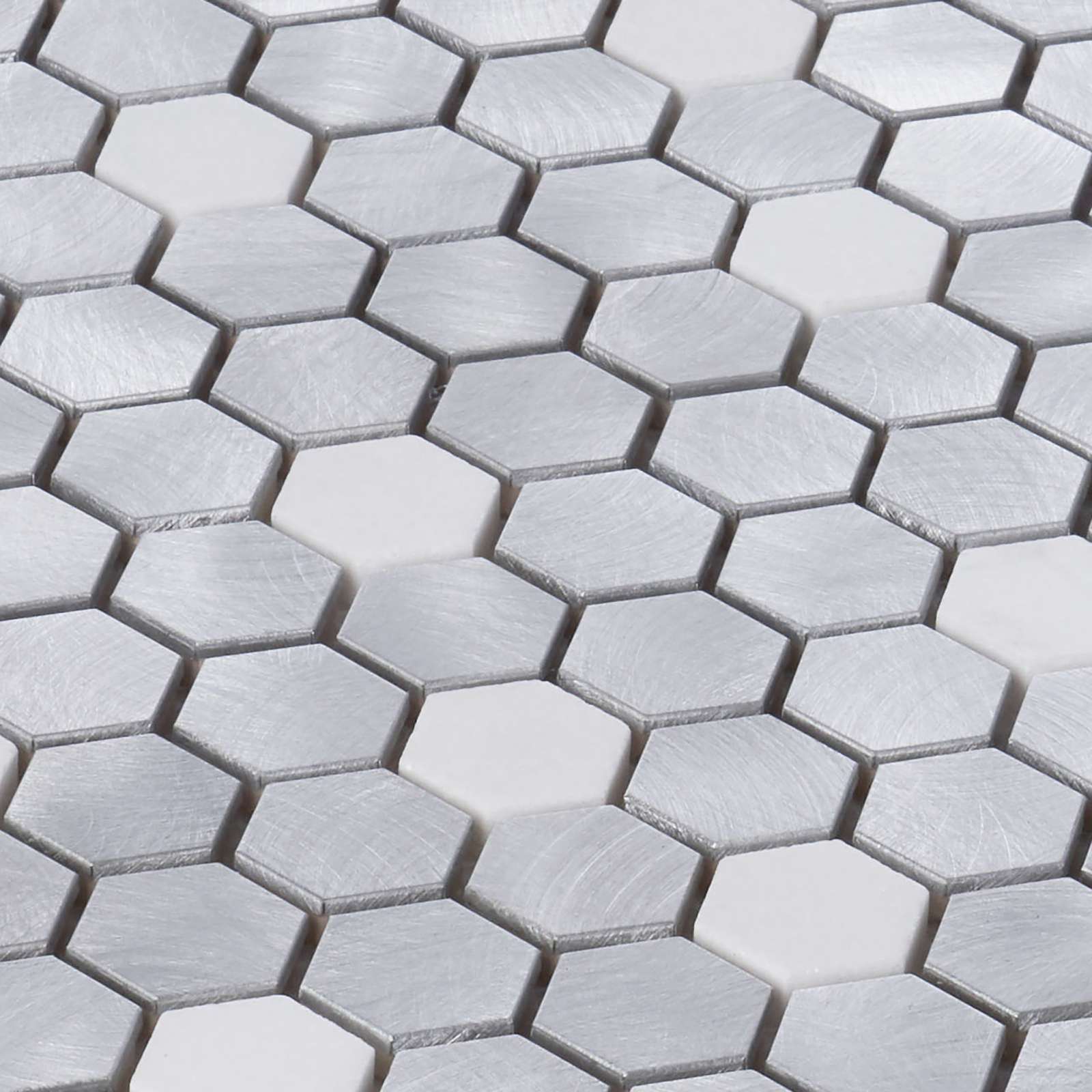 White Marble Aluminum Metal 1″ Hexagon Mosaic Tile Kitchen Backsplash Wall Tiles