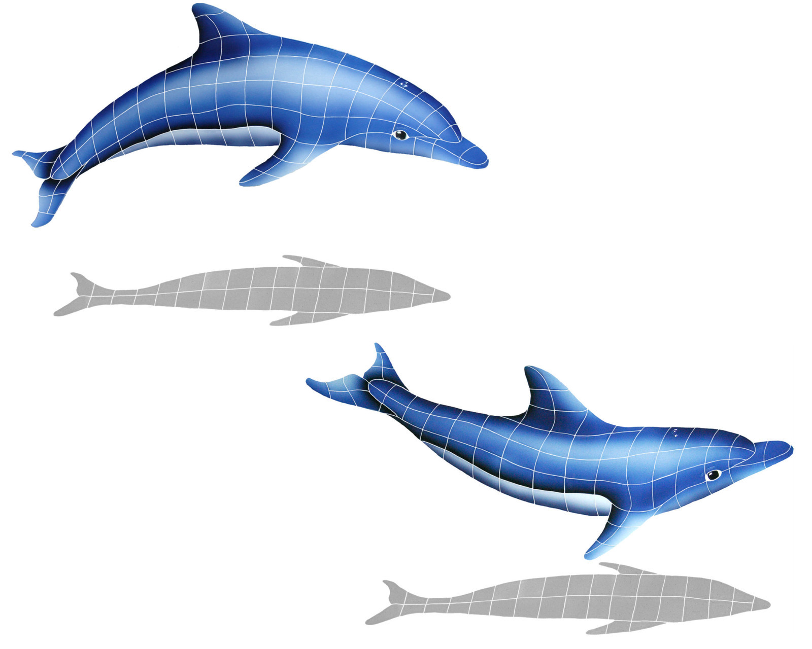 Mosaic Dolphins in the Sun with Shadow for Swimming Pool or Wall – Free Shipping