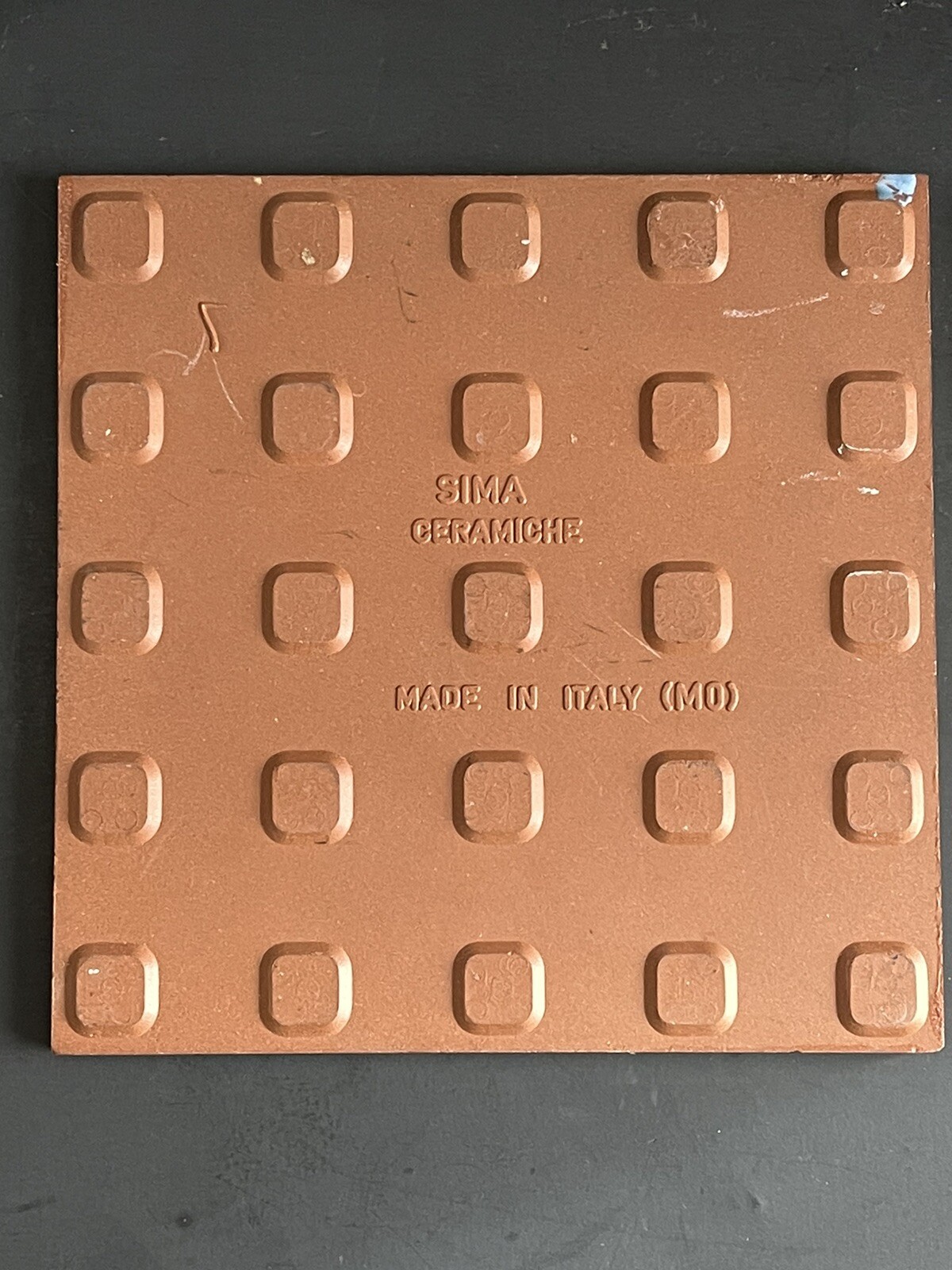 Vtg Ceramic Tile Sima Ceramiche Italy House Set Of 2 Hand painted 6” Terracotta