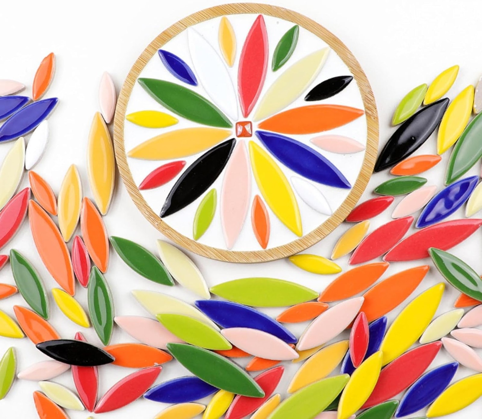 Leaf Petal Ceramic Mosaic Tiles for Crafts, 500g/1.1LB Irregular Mosaic Piece…