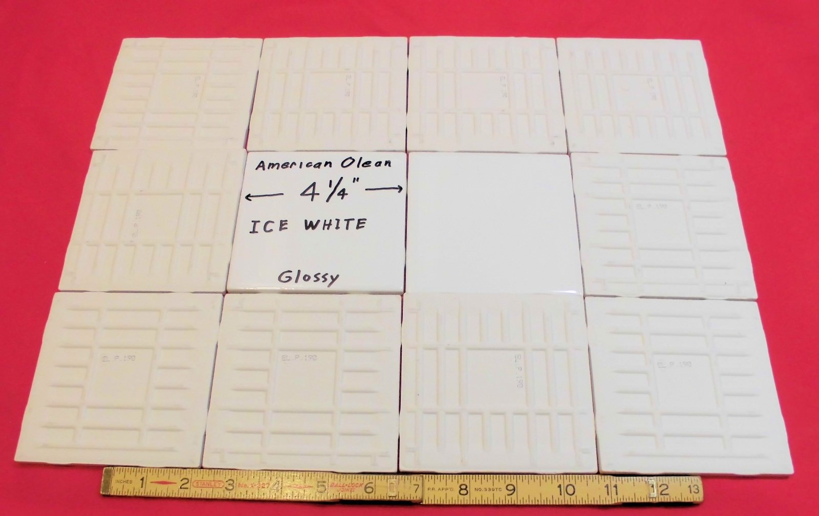 12 pcs. Glossy *Ice White* Ceramic Tiles by American Olean…4-1/4″ Brightest