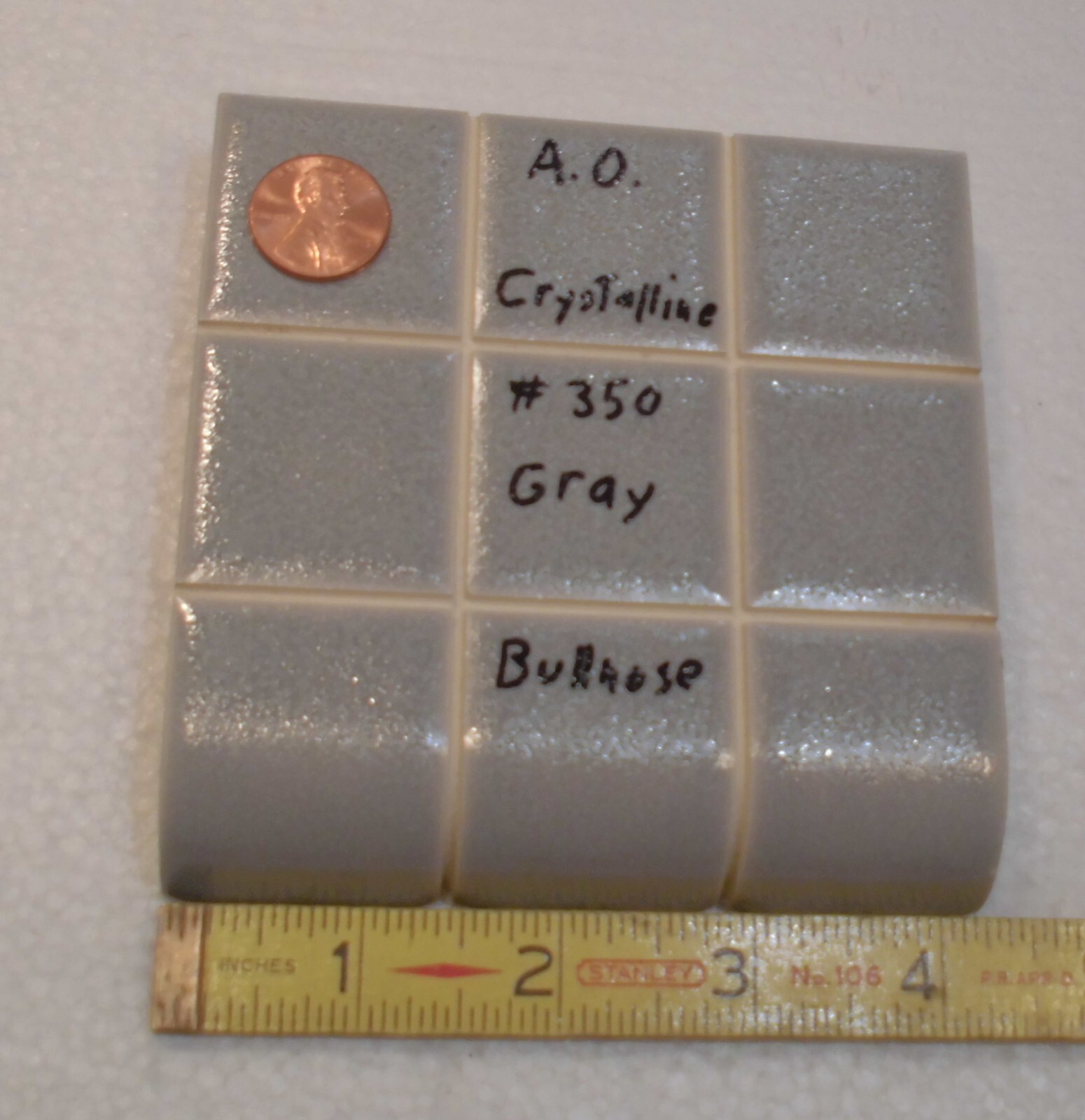 Crystalline Gray: Radius Bullnose Ceramic Tile 4-1/4″ American Olean, Scored 9th
