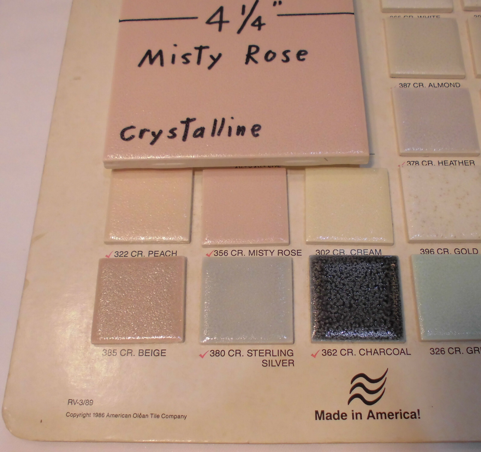 1 pc. *Misty Rose* Crystalline Ceramic Tile by American Olean 4-1/4″ Pinkest