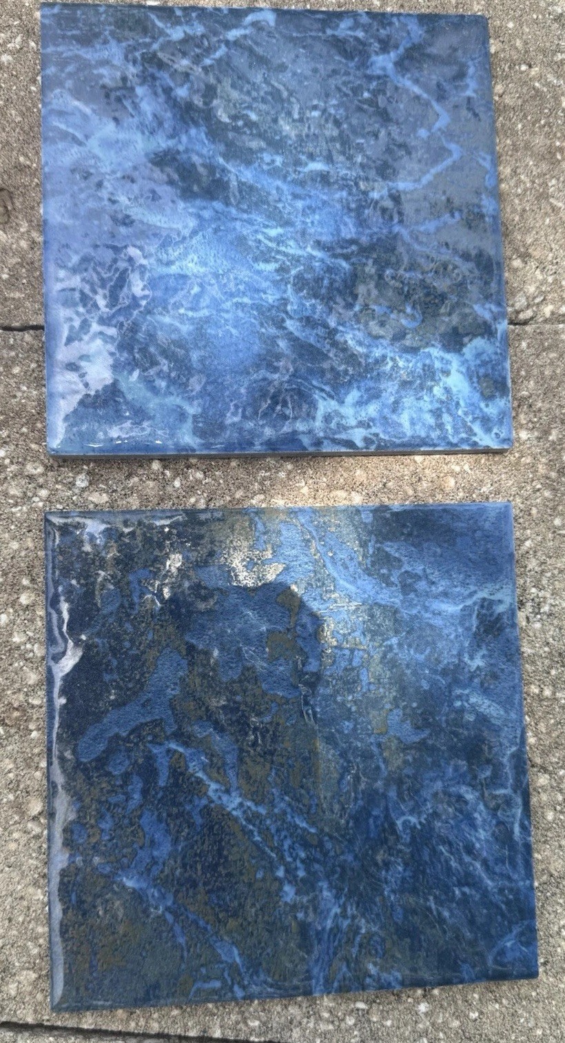 45 pieces 6 inch blue pool tile Waterline Border ￼ 11.25 Ft.² Mediterranean Blue