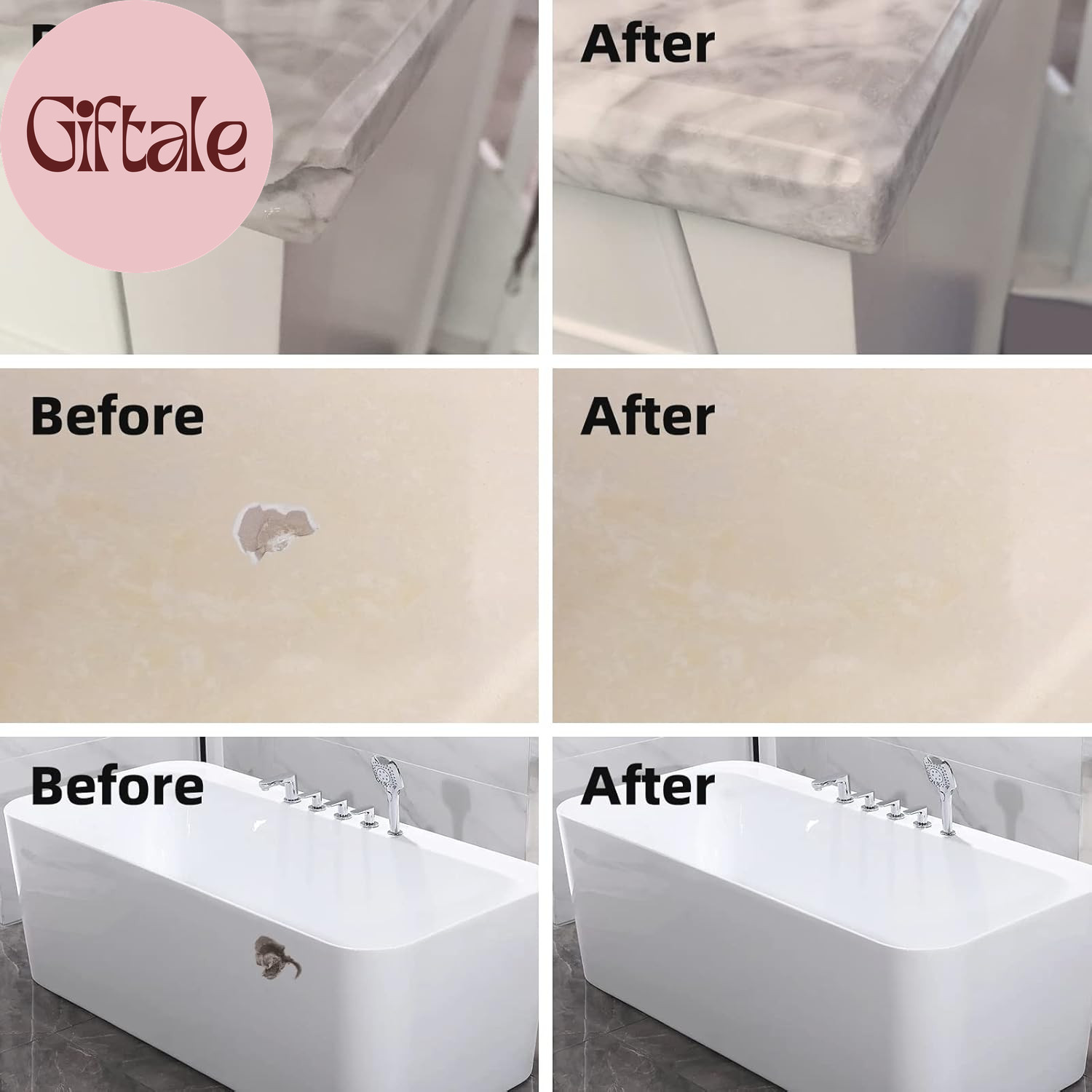 Tile and Granite/Marble Repair Kit, Porcelain Stone and Quartz Countertops Repai
