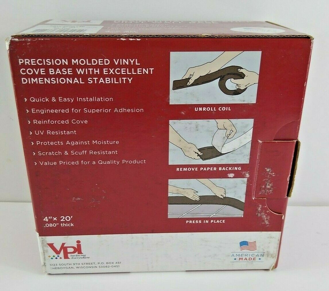 VPI Residential Self-Stick Vinyl Wall Base Beige 73″ Made USA Light Commercial