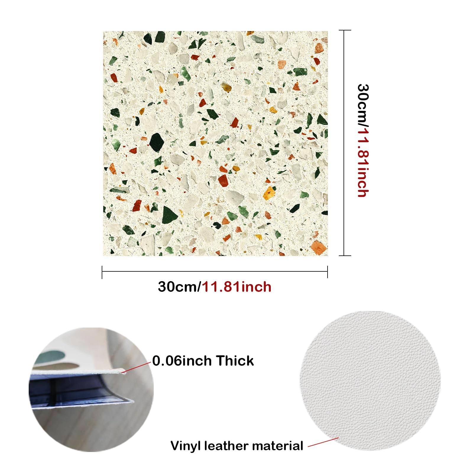 Peel and Stick Vinyl Floor Tiles, 12×12 Inch Terrazzo Pattern, Self-Adhesive …
